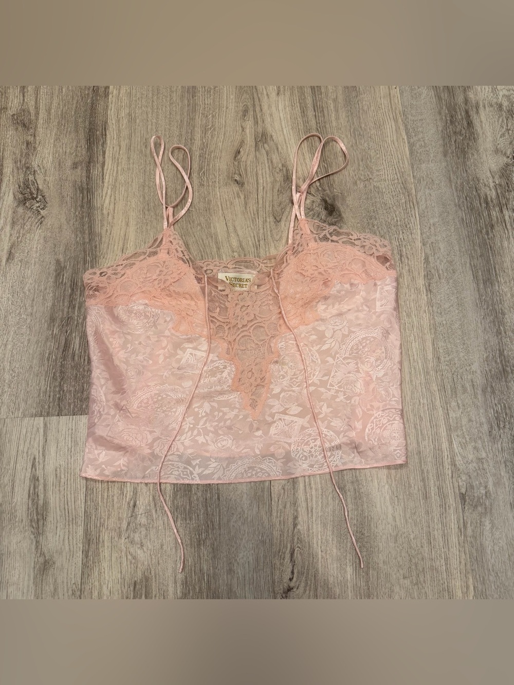 Vintage‎ Gold Label Victoria’s Secret Pink Satin Lace Cami Size Small